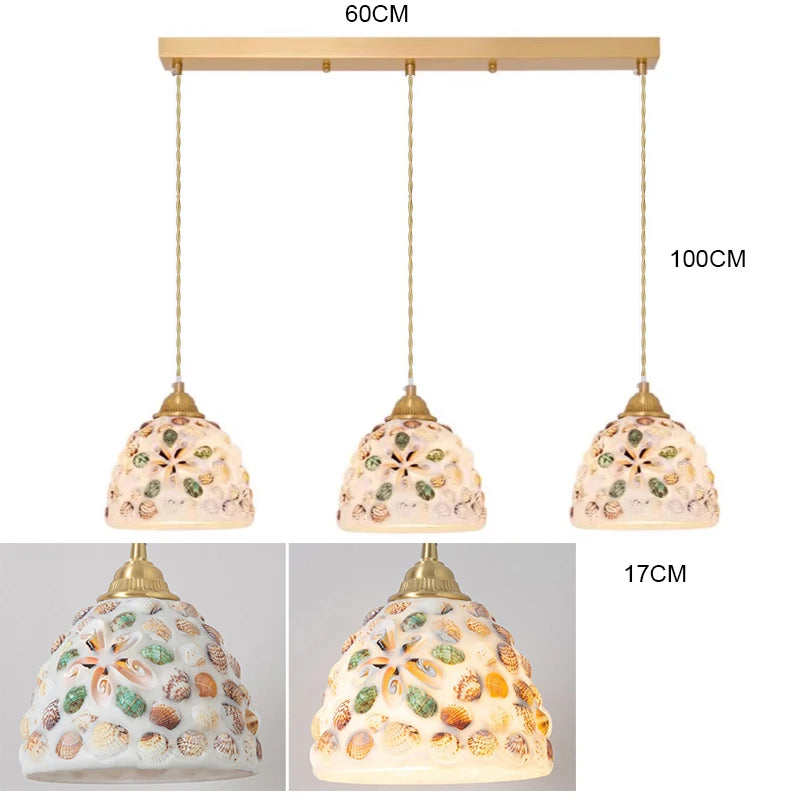 Isabelle Shell Suspension Verre Art Déco Lampe de Chevet