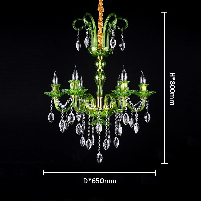 Lustre moderne de luxe en cristal vert, design feuille de lotus ondulée, suspension LED pour chambre, hall d'hôtel, couloir et restaurant