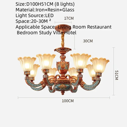 Lustre de salon de luxe européen, restaurant rétro américain, villa, hôtel, restaurant occidental, café, lampe suspendue