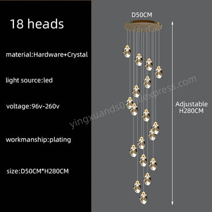 Lustre d'escalier en cristal Lucienne Nordic pour intérieurs de loft et de villa