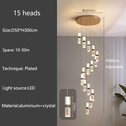 Isabelle Luxury Long Crystal LED Pendant Chandelier