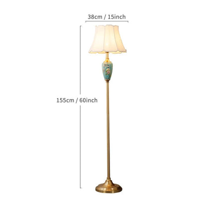 Élise Ceramic Retro LED Floor Lamp Fabric Shade Living Room