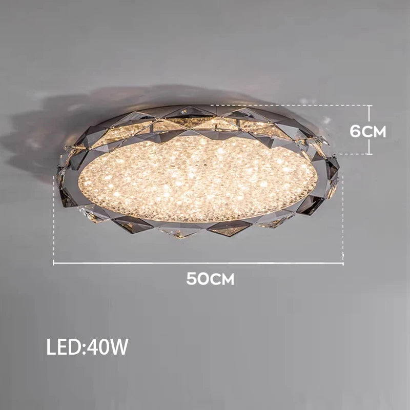 Élodie 2025 Plafonnier Moderne Anneau Cristal LED Dimmable Lustre Décoration Luminaire Argent