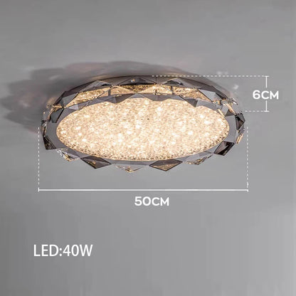 Élodie 2025 Plafonnier Moderne Anneau Cristal LED Dimmable Lustre Décoration Luminaire Argent