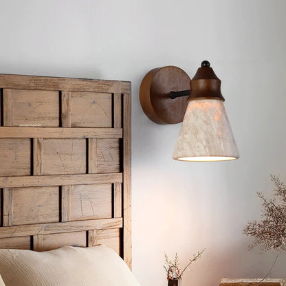 Applique murale en pierre de travertin Élodie, luminaire scandinave pour chambre à coucher