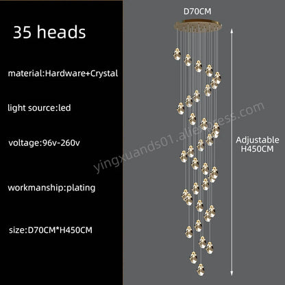 Lustre d'escalier en cristal Lucienne Nordic pour intérieurs de loft et de villa