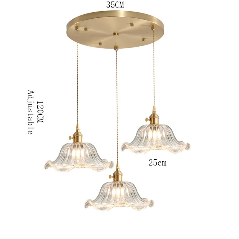 Suspension Valérie Vintage Art Déco en Verre Teinté