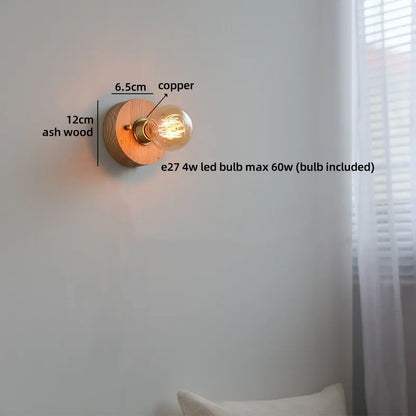 Sakura White Ceramic Walnut Wood LED Wall Lamp Japan Style