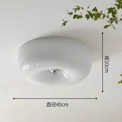 Plafonnier encastré Camille en verre beige pour couloir et chambre