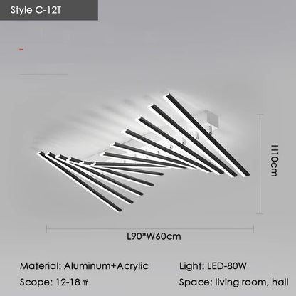 Élodie Minimalist Black Line LED Ceiling Chandelier Adjustable