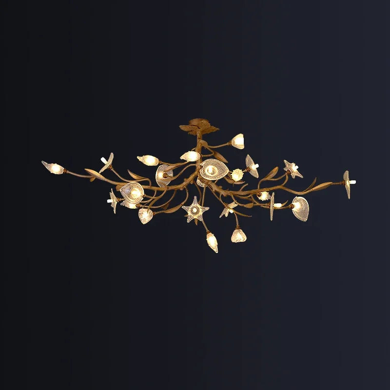 Élise Postmodern Copper Crystal Flower Chandelier Ceiling Light