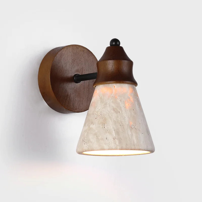 Applique murale en pierre de travertin Élodie, luminaire scandinave pour chambre à coucher