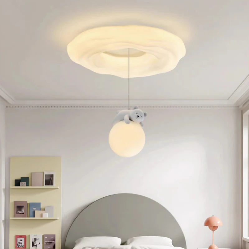 Amélie Nuage Ours Blanc Plafonnier LED Chambre Enfant Intensité Variable