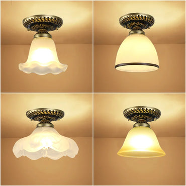 Plafonnier en verre rétro Camille ivoire E27 Lampe de couloir