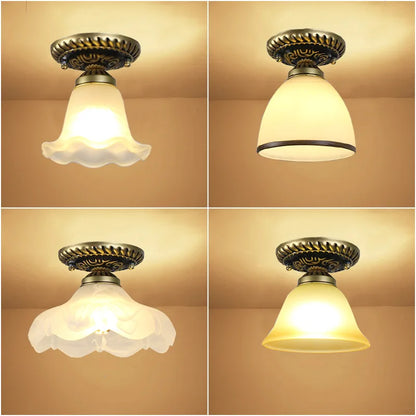 Plafonnier en verre rétro Camille ivoire E27 Lampe de couloir