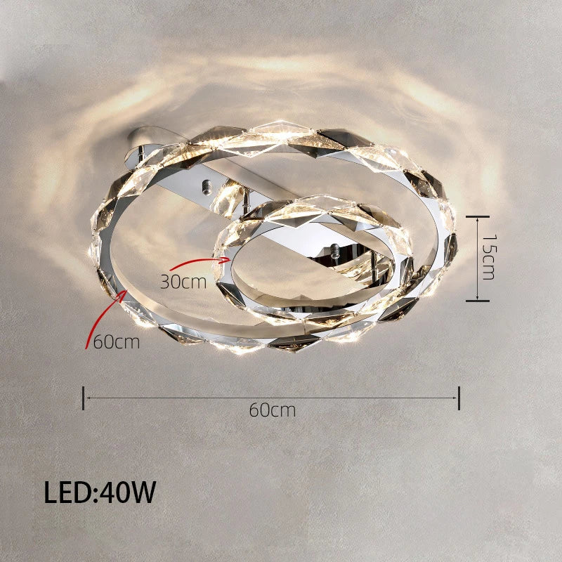 Élodie 2025 Plafonnier Moderne Anneau Cristal LED Dimmable Lustre Décoration Luminaire Argent