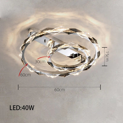 Élodie 2025 Plafonnier Moderne Anneau Cristal LED Dimmable Lustre Décoration Luminaire Argent