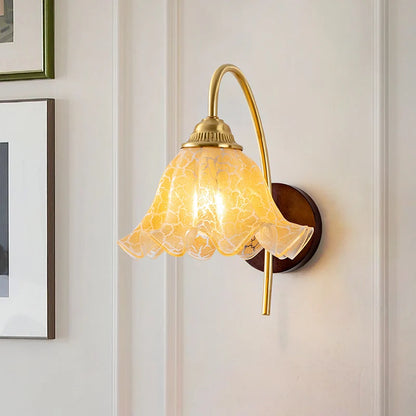 Amélie Nordic Glass Wood LED Wall Lamp Antique Brass