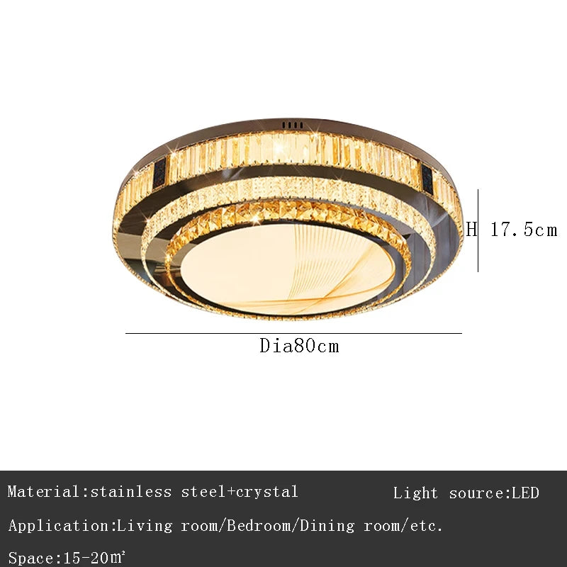 Plafonnier à LED encastrable Celestia Gold Crystal