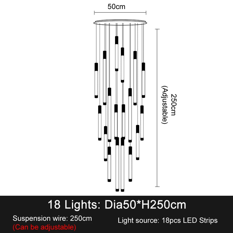 Geneviève Luxury Crystal LED Staircase Chandelier Light