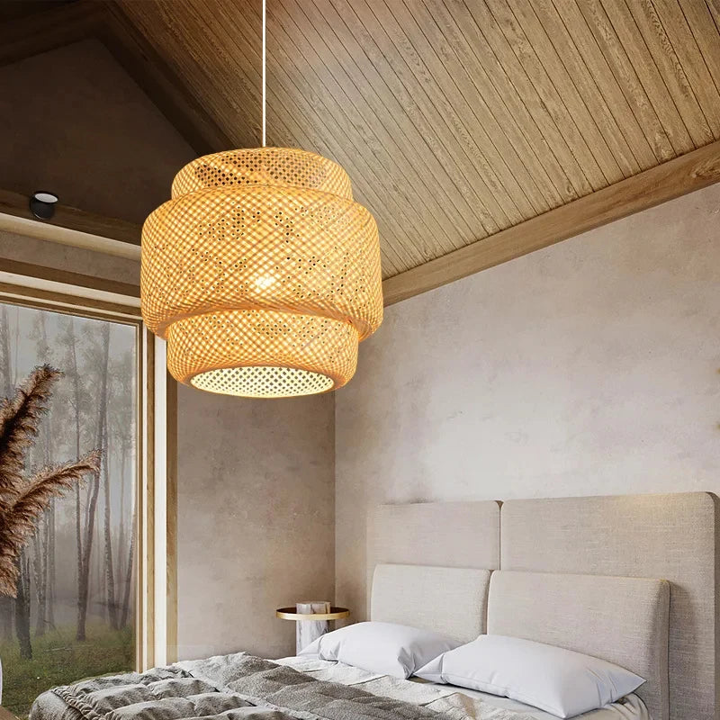 Élise Bamboo Hand-Knitted Pendant Lamp E27 Japanese Style Light