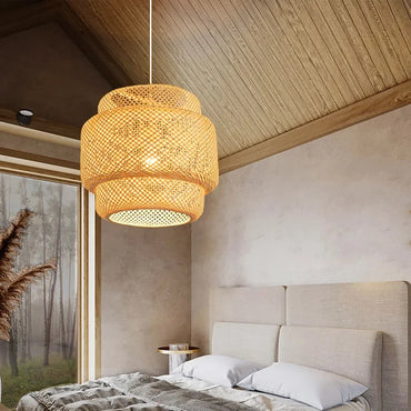 Élise Bamboo Hand-Knitted Pendant Lamp E27 Japanese Style Light