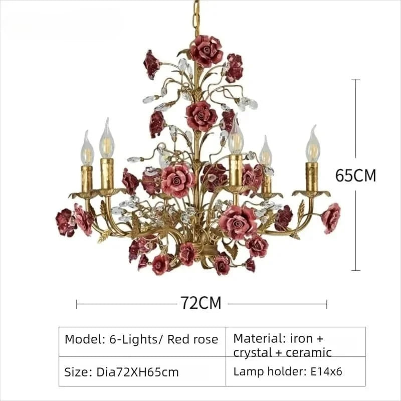 Suspension Chloé Fleur en céramique or rose à 5 lumières