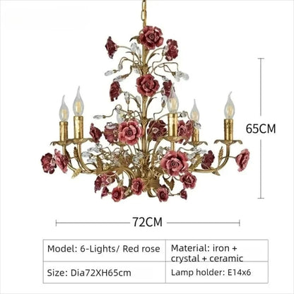 Suspension Chloé Fleur en céramique or rose à 5 lumières