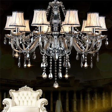 ELARA European Luxury Crystal Pendent Lamp Smoke Gray Living Room Restaurant Bedroom Villa Hotel Western Restaurant Chandelier