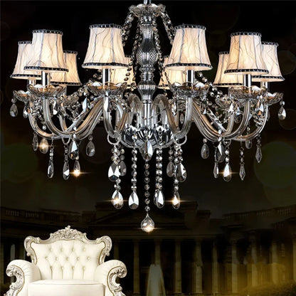 ELARA European Luxury Crystal Pendent Lamp Smoke Gray Living Room Restaurant Bedroom Villa Hotel Western Restaurant Chandelier