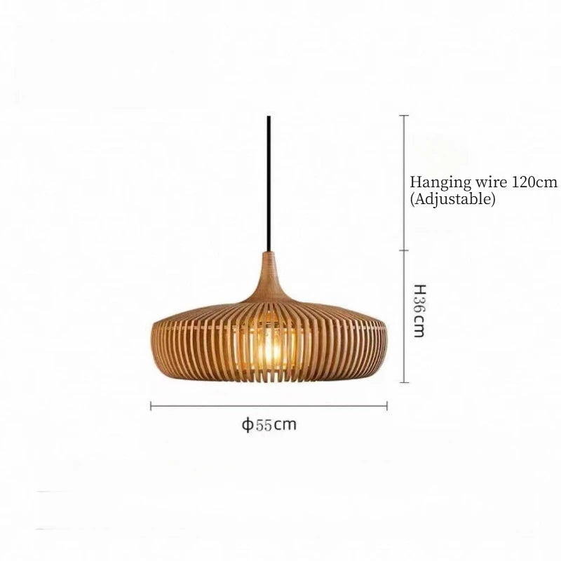 Suspension Elodie Wood Birdcage E27, pour salle à manger de style loft