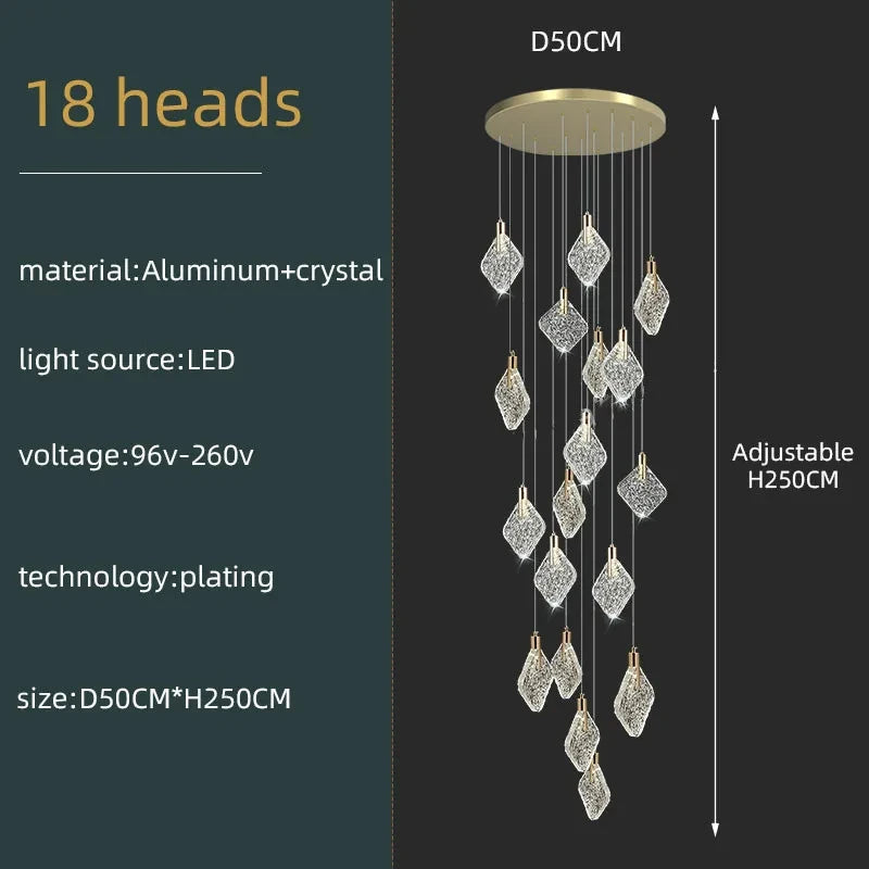 Lustre de plafond LED en cristal de luxe Isabelle