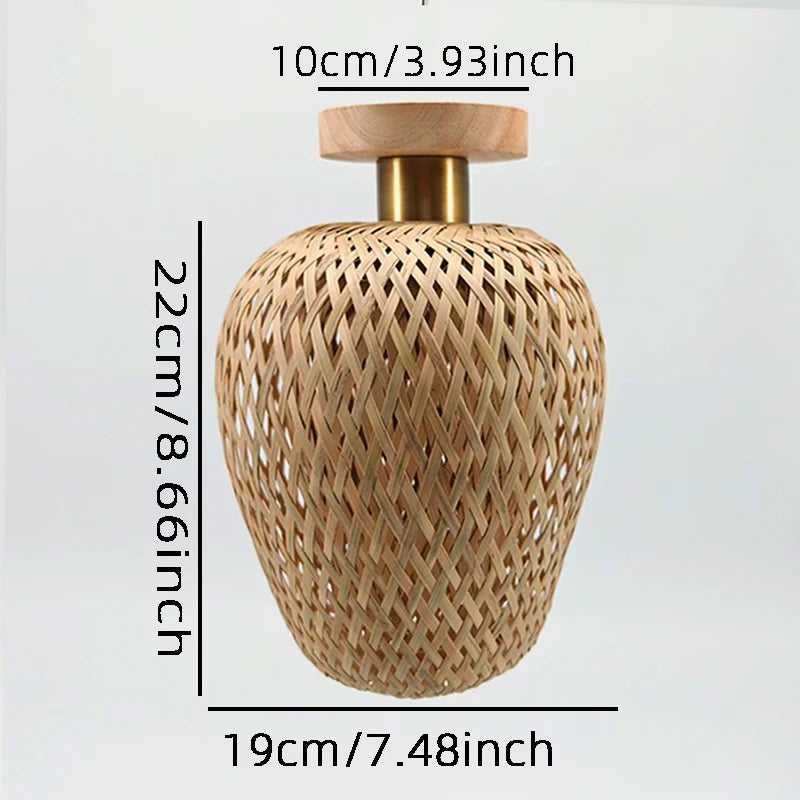 Suspension lanterne en bambou Élise E27 Lampe de plafond en osier