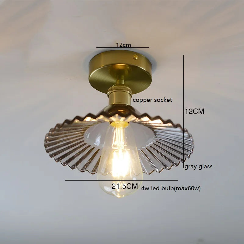 Éloise Amber Glass Copper Ceiling Light