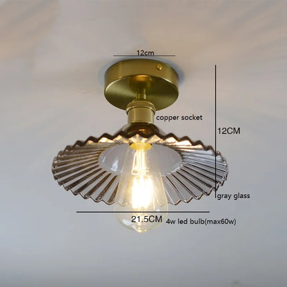 Éloise Amber Glass Copper Ceiling Light