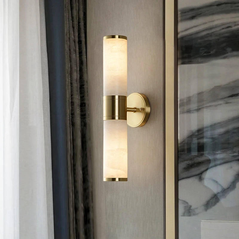 Applique murale Élise en albâtre et marbre moderne, éclairage de luxe pour chambre à coucher