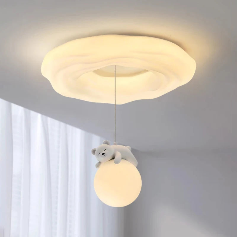 Amélie Nuage Ours Blanc Plafonnier LED Chambre Enfant Intensité Variable