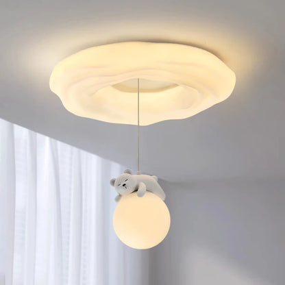 Amélie Nuage Ours Blanc Plafonnier LED Chambre Enfant Intensité Variable