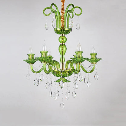 Lustre moderne de luxe en cristal vert, design feuille de lotus ondulée, suspension LED pour chambre, hall d'hôtel, couloir et restaurant