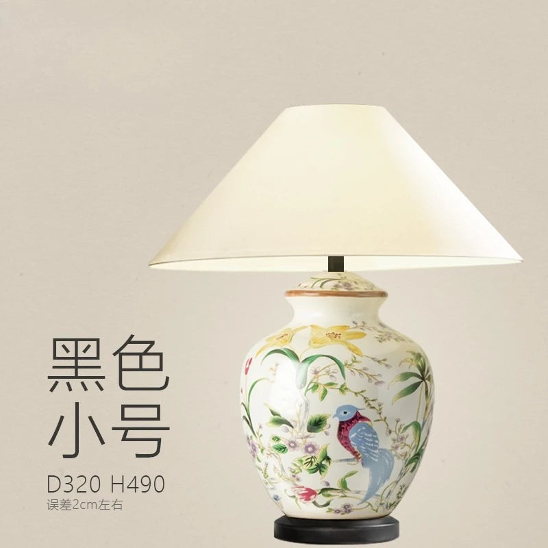 Lampadaire LED en céramique « Fleur et oiseau » pour chambre et salon