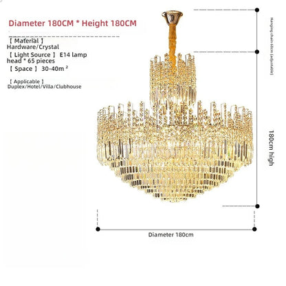 Lustre creux en cristal pour éclairage de hall en duplex et d'escalier