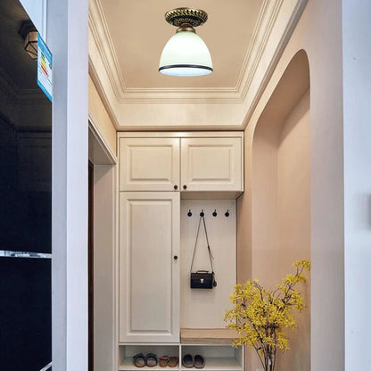 Plafonnier en verre rétro Camille ivoire E27 Lampe de couloir