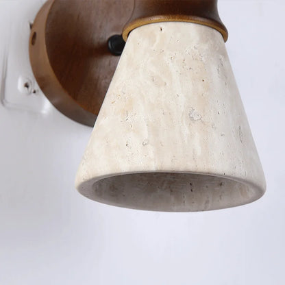 Applique murale en pierre de travertin Élodie, luminaire scandinave pour chambre à coucher