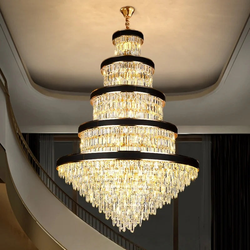 Lustre de luxe en cristal pour duplex et hall d'hôtel