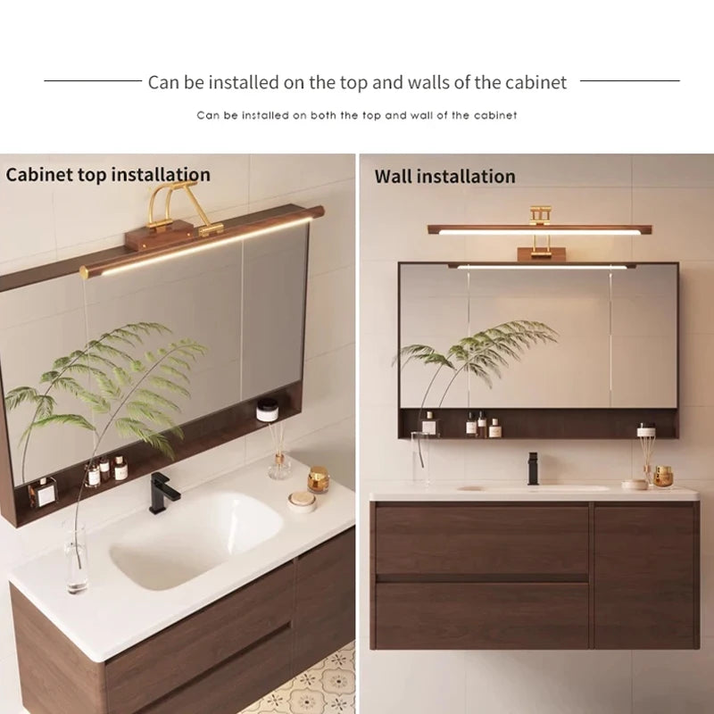 Élise Wood Grain Miroir avec LED Frontale pour Salle de Bain