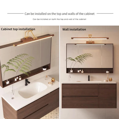 Élise Wood Grain Miroir avec LED Frontale pour Salle de Bain