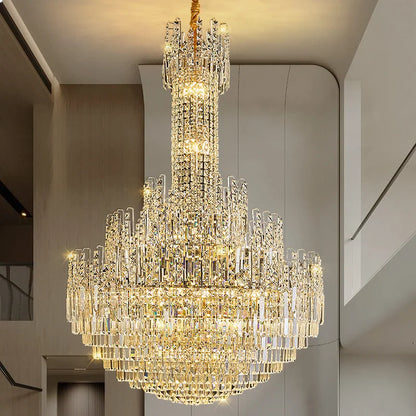 Lustre creux en cristal pour éclairage de hall en duplex et d'escalier