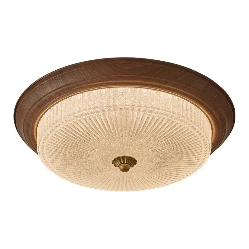 Juliette Walnut Art Deco Etched Glass Ceiling Light
