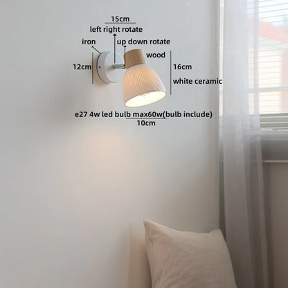 Camille Applique Murale LED en Céramique Blanche Interrupteur E27 Nordique