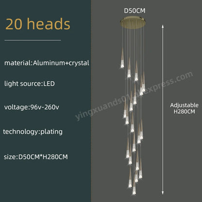 Lustre suspension Vivienne Crystal Staircase pour intérieurs de luxe